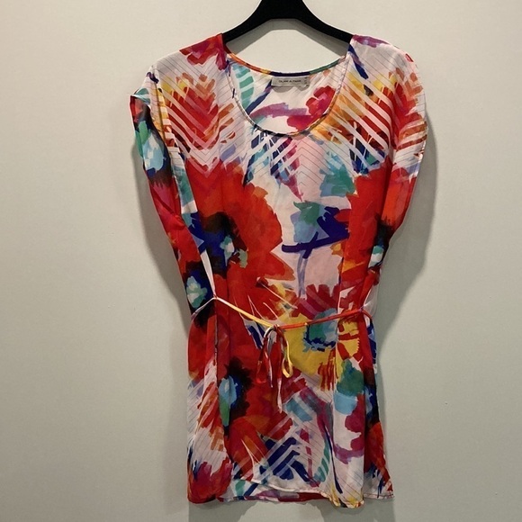 GLAM & Fame White Sheer floral Cover-Up Top XL - Picture 5 of 16